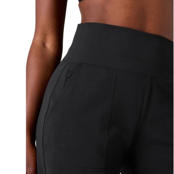 Athleta Venice Wide Leg Pants Black Pockets Zip Pocket Size L - Picture 4 of 14